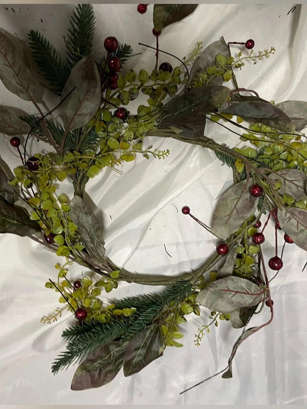 Greenery and Red Berry Faux Garland Pair